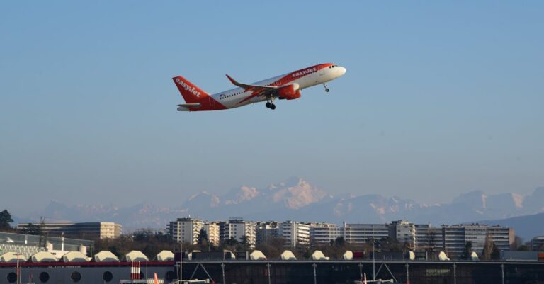 EasyJet taking off from an airport