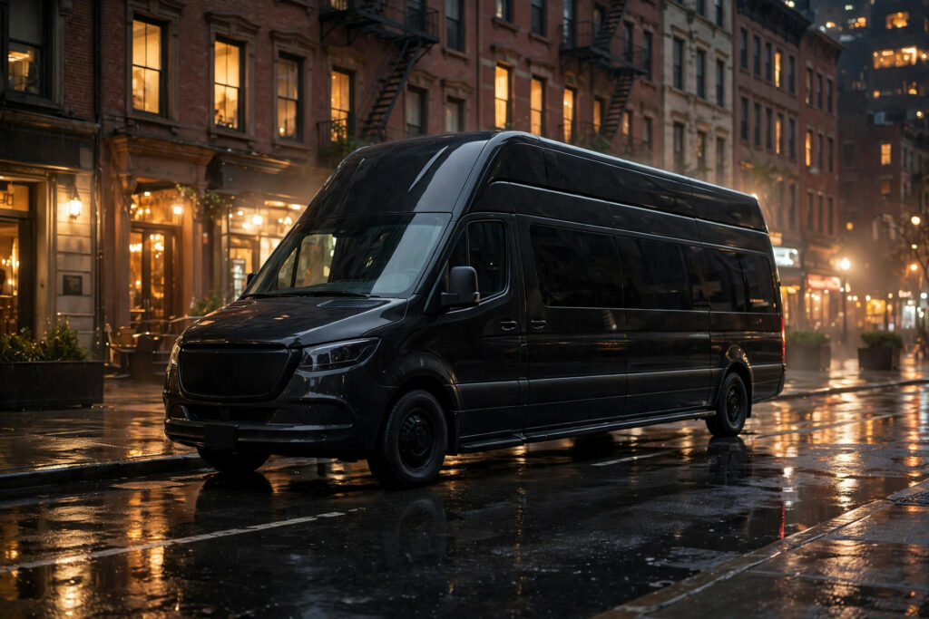 Sprinter Limousine Van or similar — image for illustration only.
