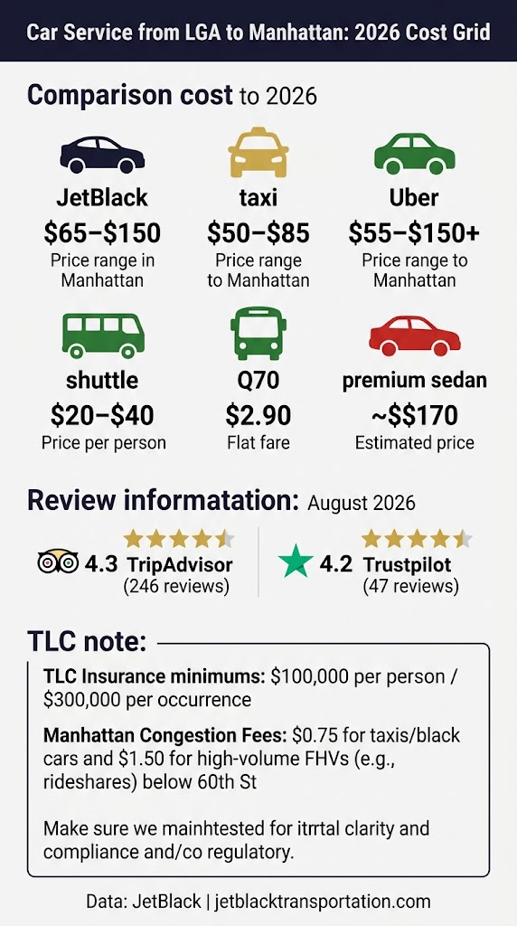 Infographic car service from lga to manhattan