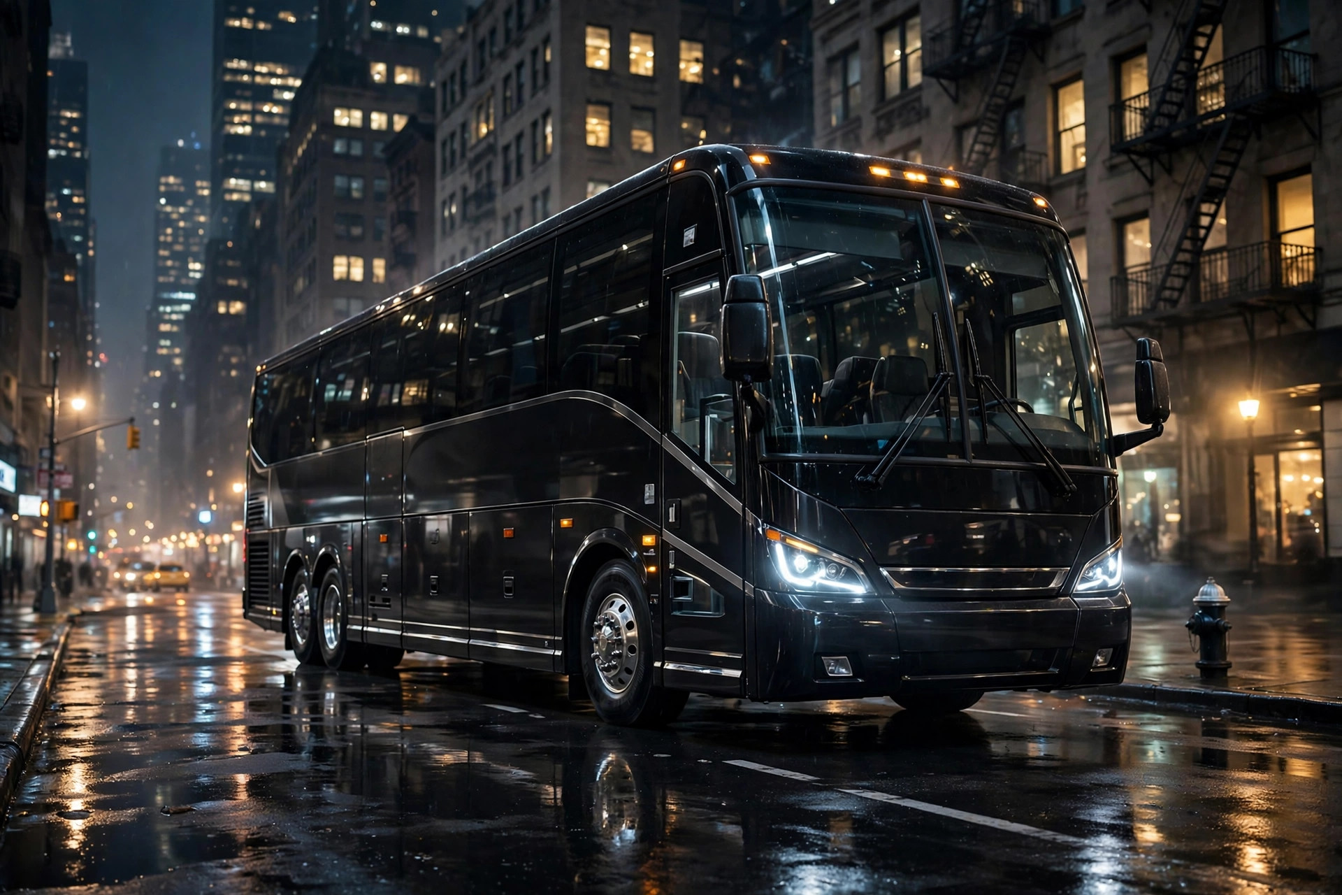 40-passenger luxury coach on a New York street